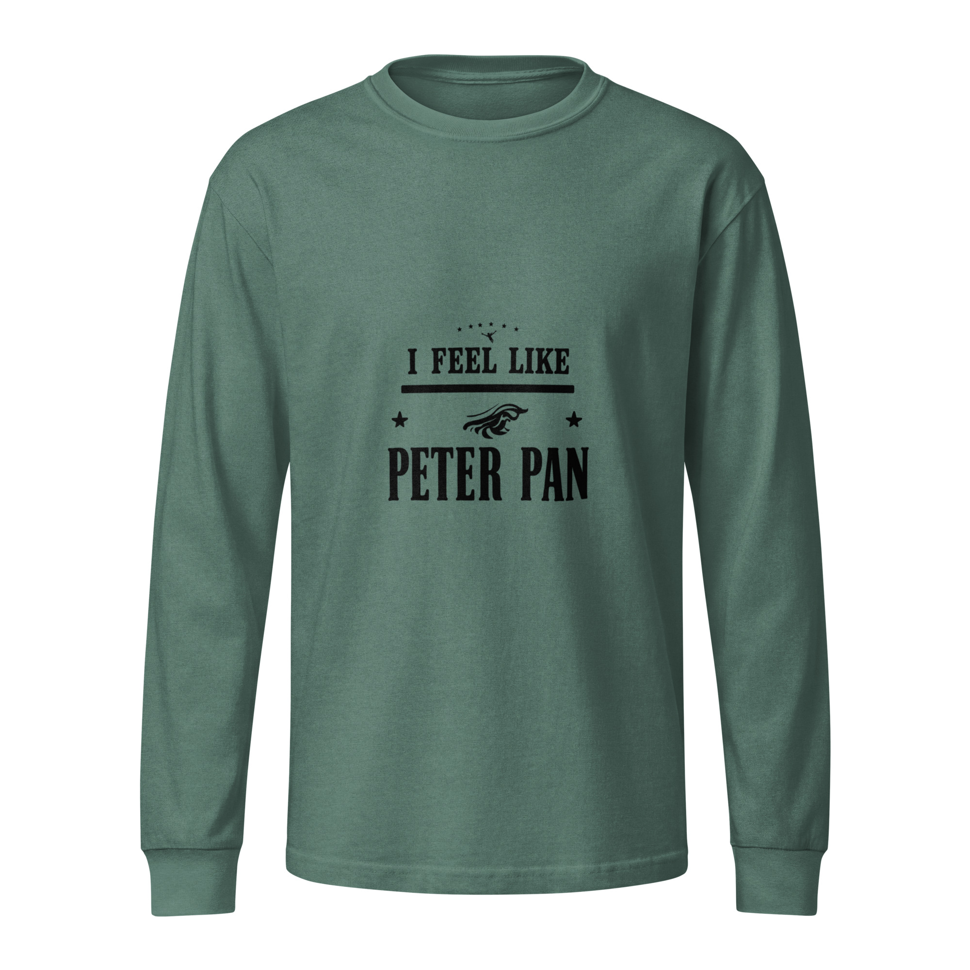 Unisex garment dye heavyweight long sleeve tee