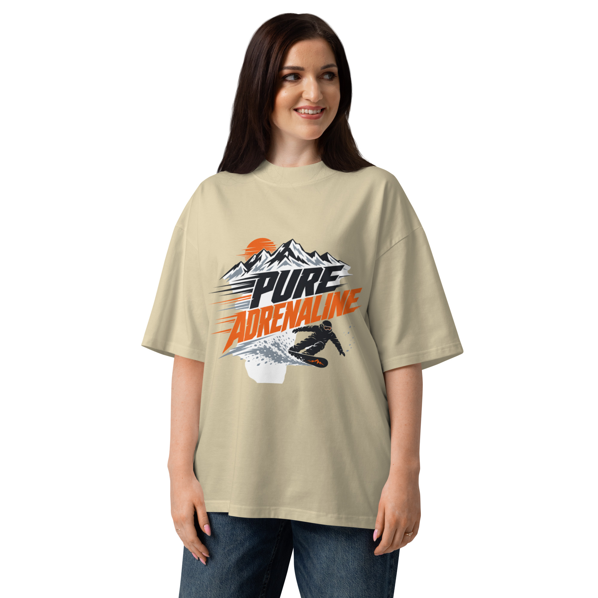 Unisex organic oversized high neck t-shirt