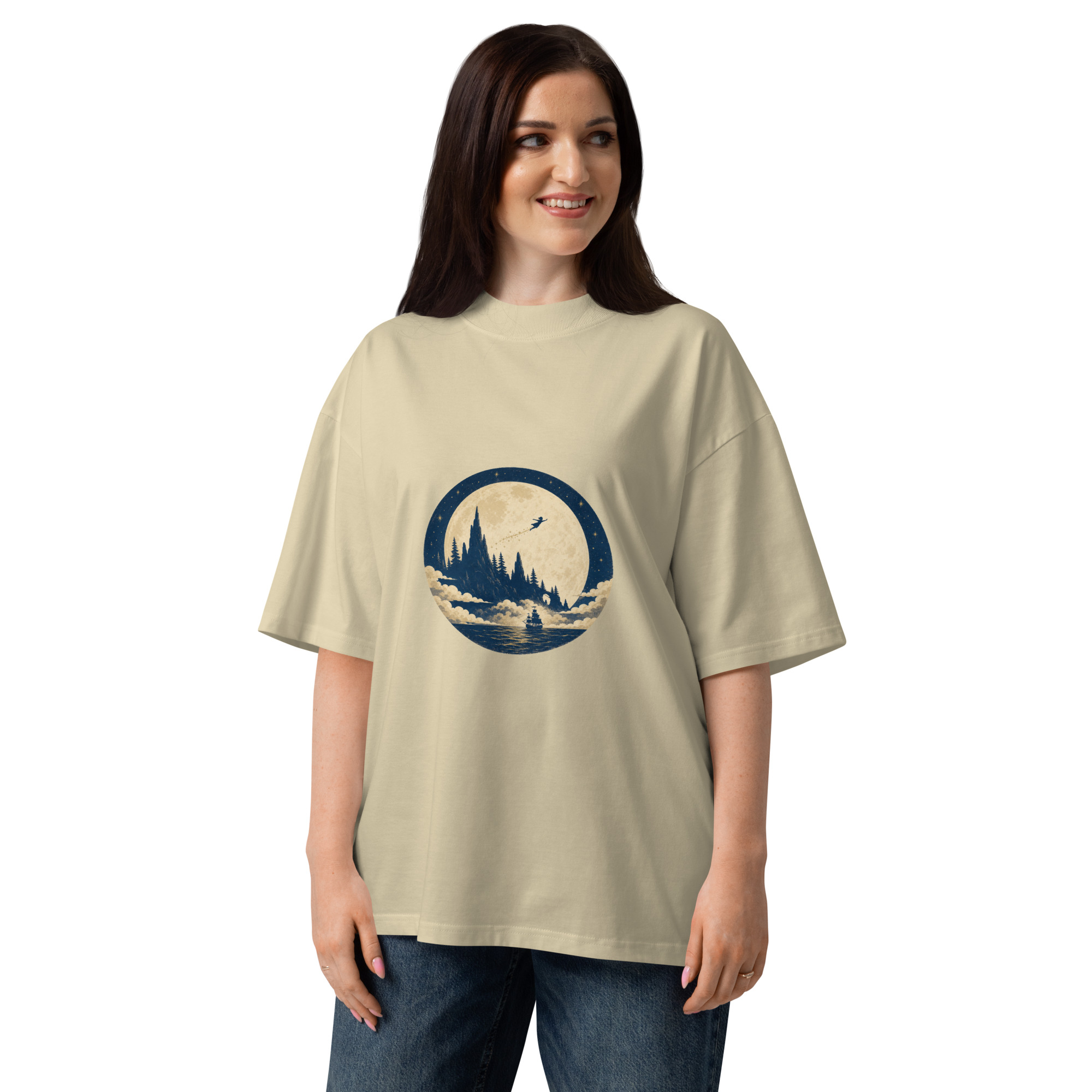 Unisex organic oversized high neck t-shirt